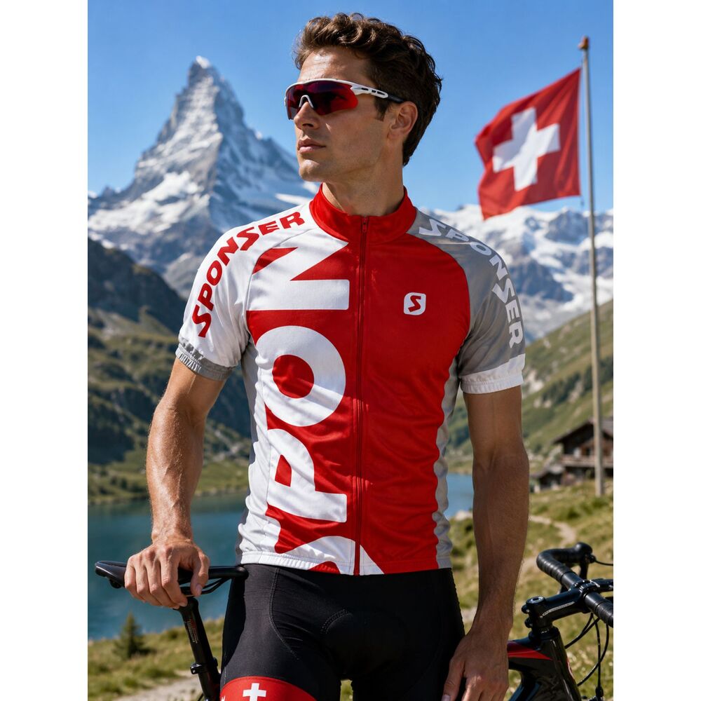Cuore Switzerland Cycling Jersey Adult Small Red White  Full Zip
